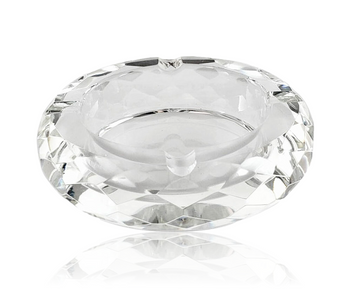 GLASS CRYSTAL ROUND MULTI FACETED ASHTRAY