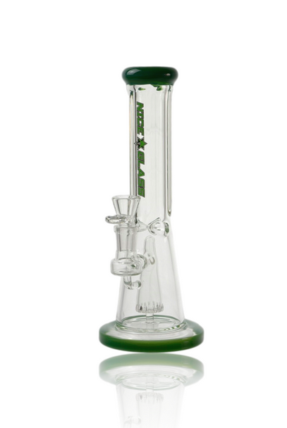 12" NICE GLASS HEX BEAKER W PYLON PERC - GREEN