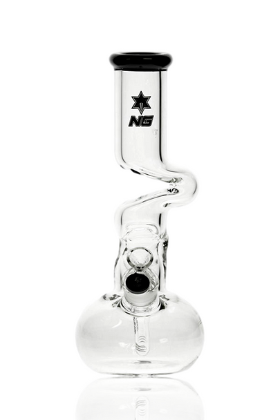 12" Nice Glass Black Round Base Zong Front