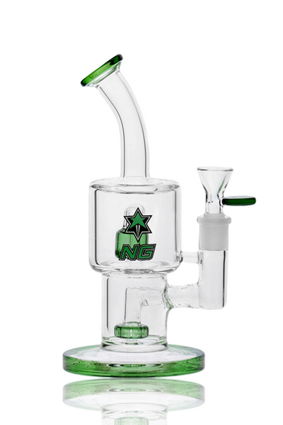 8.5" NICE GLASS GREEN DOUBLE CHAMBER BUBBLER
