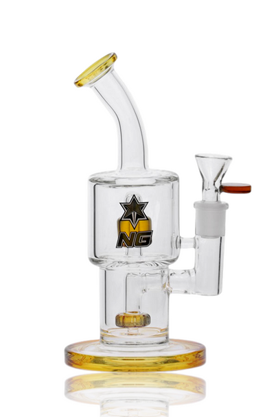 8.5" NICE GLASS GOLD DOUBLE CHAMBER BUBBLER