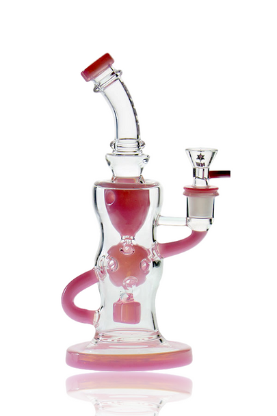 9.5" NICE GLASS PINK CUP PUCK BALL RECYCLER