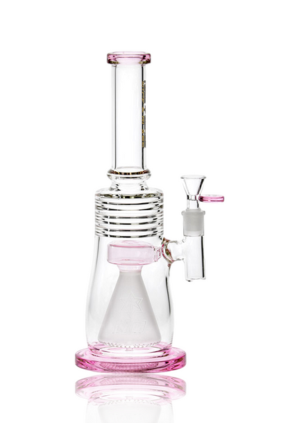 12" NICE GLASS PINK STRAIGHT FROSTED CONE PERC