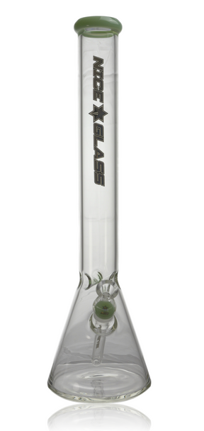 18" NICE GLASS 9MM MINT BEAKER TUBE W PINCH