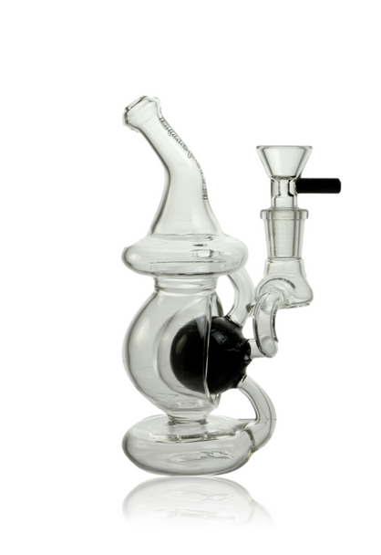 7" NICE GLASS BLACK NESTED SPHERE RECYCLER