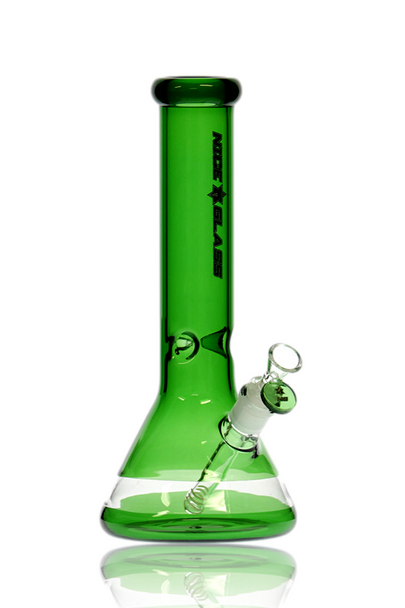 12" NICE GLASS 5MM FULL GREEN BEAKER TUBE W PINCH