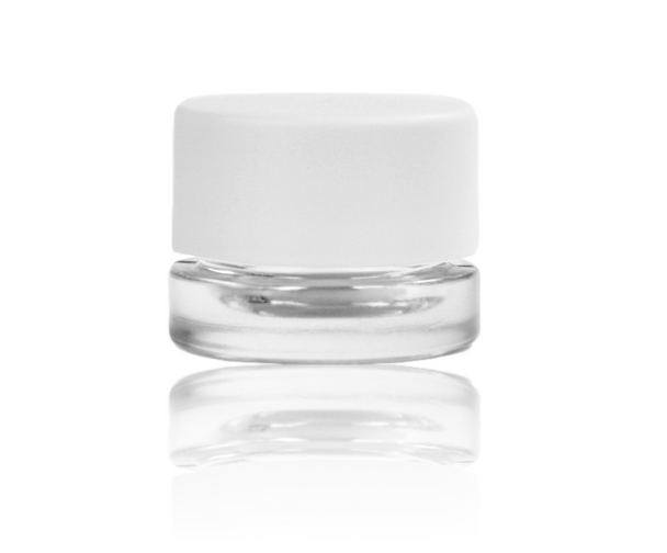 CHILD RESISTANT 5ML WHITE CAP THICK WALL GLASS CONCENTRATE CONTAINER SCREW TOP