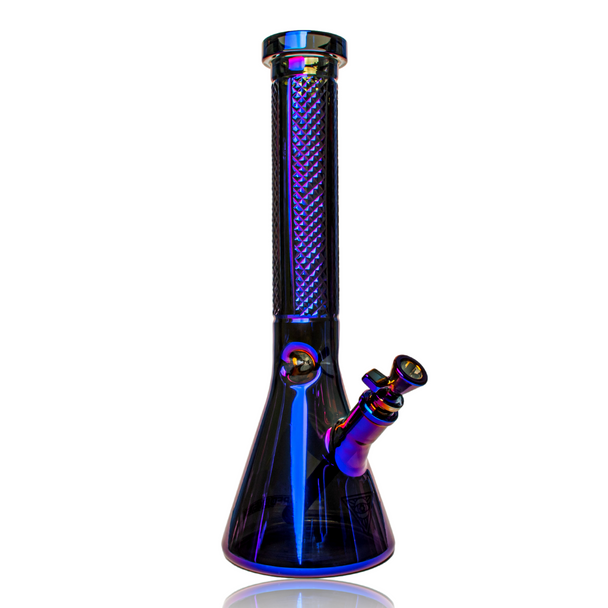 15" RED EYE TEK BLUE METALLIC TERMINATOR FINISH TRADITIONS SERIES BEAKER W FACETTED QUARTER PATTERN