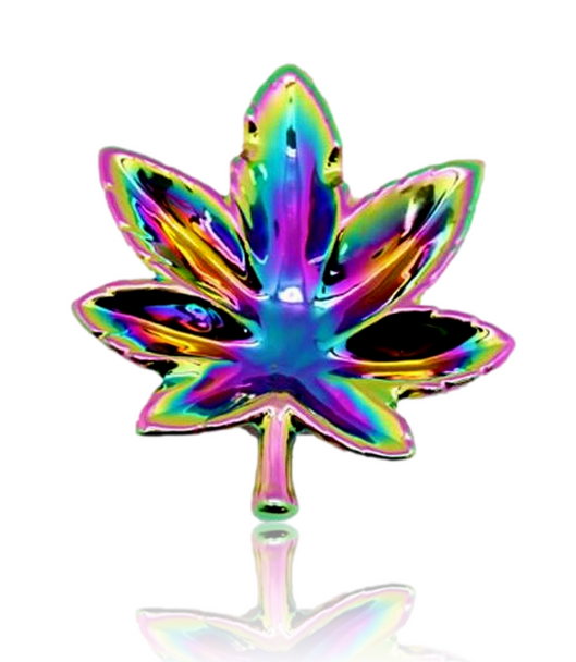 PORCELAIN LEAF ASHTRAY W/ IRIDESCENT FINISH - 6"X5"