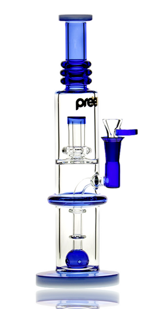 12" Preemo Glass Blue Ball To UFO Perc Straight Tube