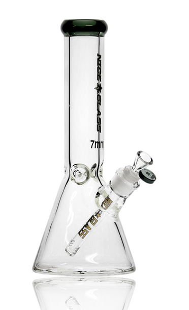 12" Nice Glass Smoke 7mm Beaker Tube With Ice Pinch Right Side Profile