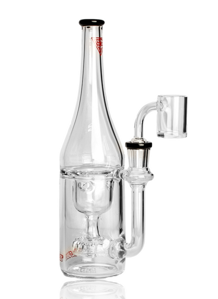 9" RED EYE GLASS BLACK BOTTLE INCYCLER W/ UFO PERC