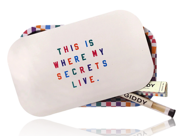 Giddy Rolling Tray Bundle Rolling Tray & Lid, 3 Pack Of Cones And Papers - Secrets