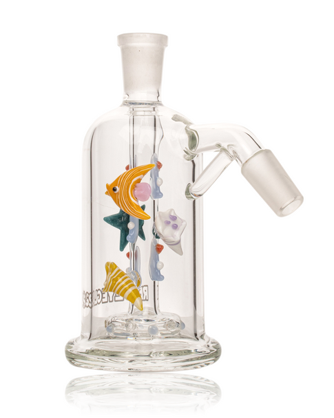 Red Eye Glass 14mm 45° Sea Life Ash Catcher With Disc Perc