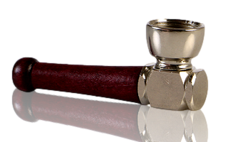 Mini Metal Pipe With Brown Wood Mouthpiece