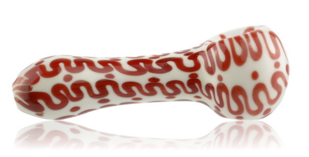 SQUIGGLE GLASS PIPE RED OVER WHITE