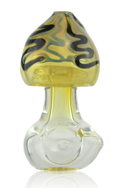 Mushroom Glass Pipe Fumed With Squiggles Standing