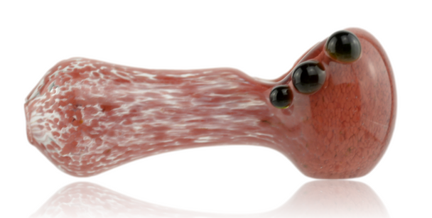 GLASS PIPE RED FRIT WITH BLACK MIBS