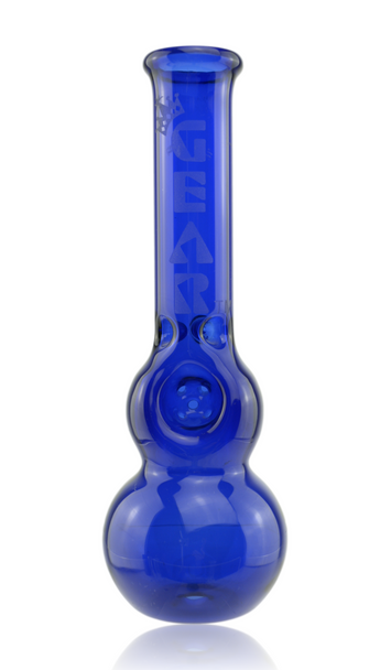 GEAR GLASS BLUE BUBBLE BONG PIPE WITH BUILT IN SCREEN