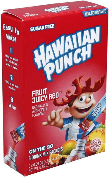 HAWAIIAN PUNCH ON THE GO FRUIT JUICY RED DRINK MIX
