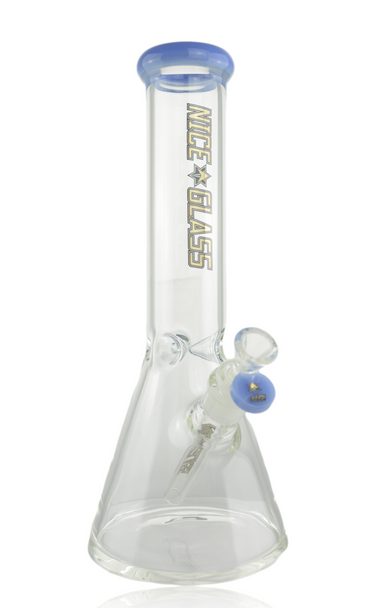 12" Nice Glass Periwinkle 5mm Beaker Tube With Pinch Quarter Right