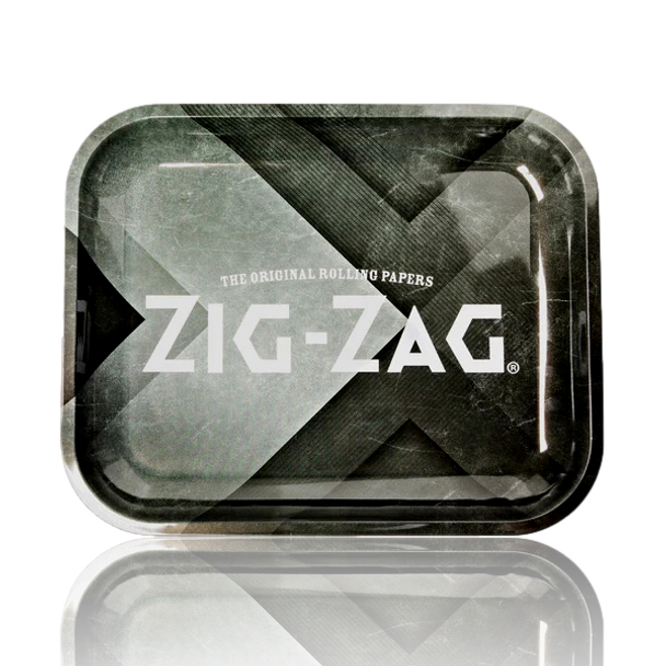 Zig-Zag Large Black Metal Rolling Tray - Top View.