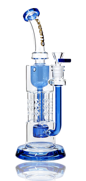 12" Preemo Glass Drum To Swiss Pillar Incycler in Blue