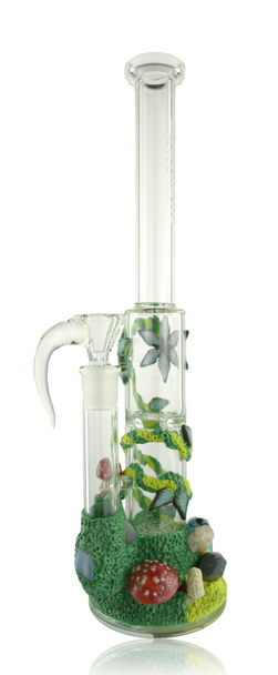 Hydros Straight Tube Gemmed Up With Flowers & Mushrooms By James Stunzi Quarter Left