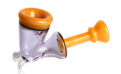 Glass Horn Pipe Butterscotch With Purple