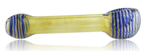 Red Eye Glass Pipe Fumed With Blue Lines