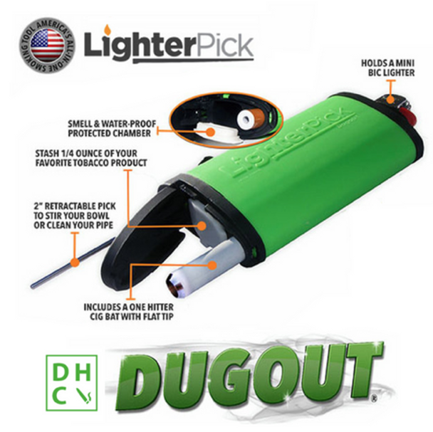 Lighterpick Dugout. One hitter bat, pick and chamber for storage.