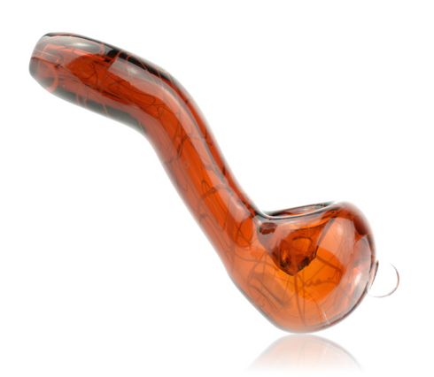 Glass Wave Pipe Amber With Amber Squiggles