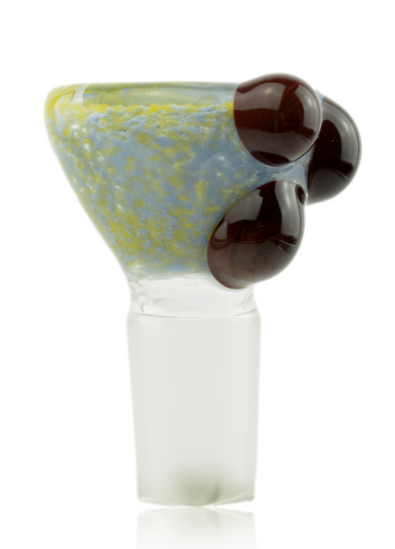 Ghost Cat 18mm Frit Bowl - Purple & Sand With Red Mibs Quarter Right