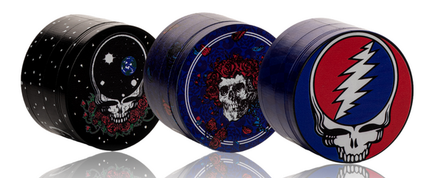 63mm Grateful Dead 4 Piece Grinders Space Your Face, Steel Your Face, and Bertha Designs