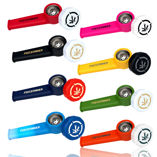 Karma By PieceMaker Silicone Pipes Collection. Availiable in: Bred Red, DMP Black, Hyannis Blue, Ombre Blue, Panterra Pink, Shaolin Yellow, Susm Green, and Vice Orange