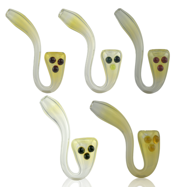 Fumed Glass Sherlock Hand Pipes With Coloured Mibs