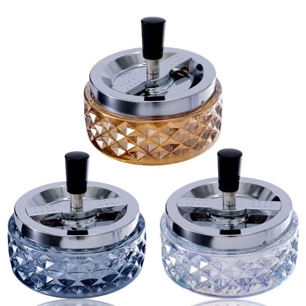 Fujima Gem-Cut Glass Spinning Ashtrays