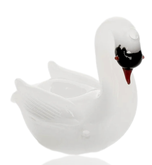 3" Red Eye Glass Swan Pipe