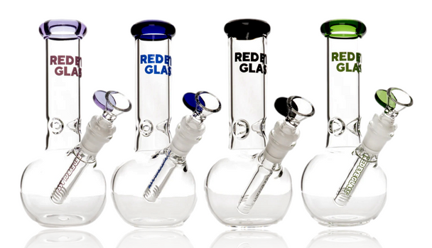 8" Red Eye Glass Bubble Base Tube In Box Water Pipes