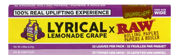 RAW x Lyrical Lemonade Grape Organic Hemp Papers King Size Front