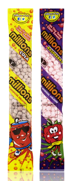 Millions Tubes From United Kingdom in Cola & Raspberry Flavour