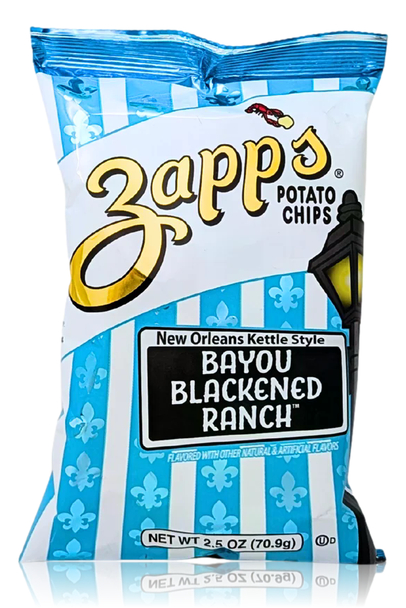 Zapp’s Bayou Blackened Ranch 2.5oz New Orleans kettle-style potato chips bag