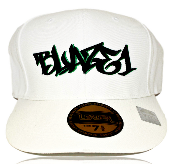 BLAZE1 7 1/2 PRO-FIT WHITE W/ BLACK & GREEN CAP