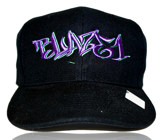 Blaze1 7 1/4" Size Pro Fit Hat Black With White & Purple Logo