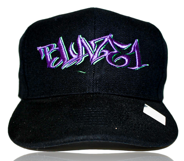 Blaze1 7 5/8" Pro Fit Hat White With Purple and Green Logo