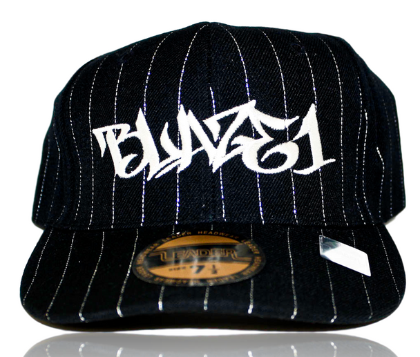 Blaze1 7 3/8" Pro Fit Hat Black Pin Stripe