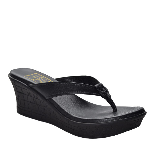 Black Leather Platform Sandal | Handmade in Hawaii | Island Slipper