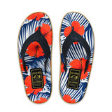 Red Hibiscus/Navy Suede