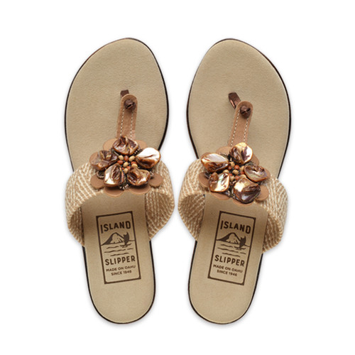 Made in Hawaii | Women's Elastic Thong Wedge with Shell