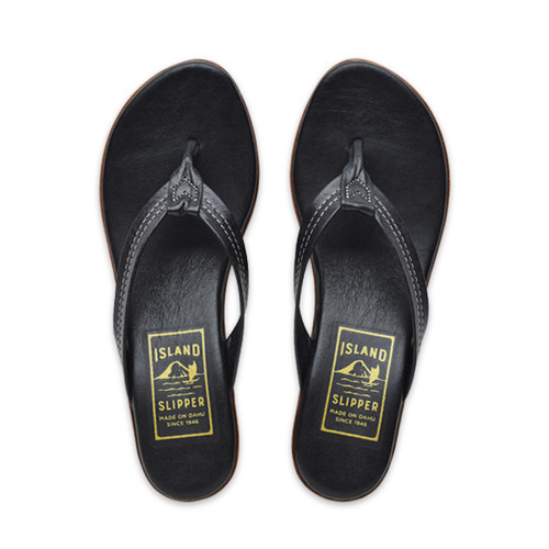 Black Leather Platform Sandal | Handmade in Hawaii | Island Slipper